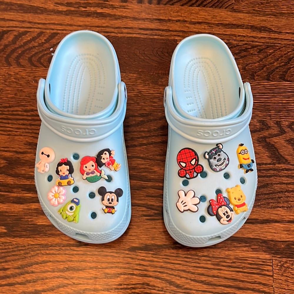 Blue Crocs with Disney Jibbits
